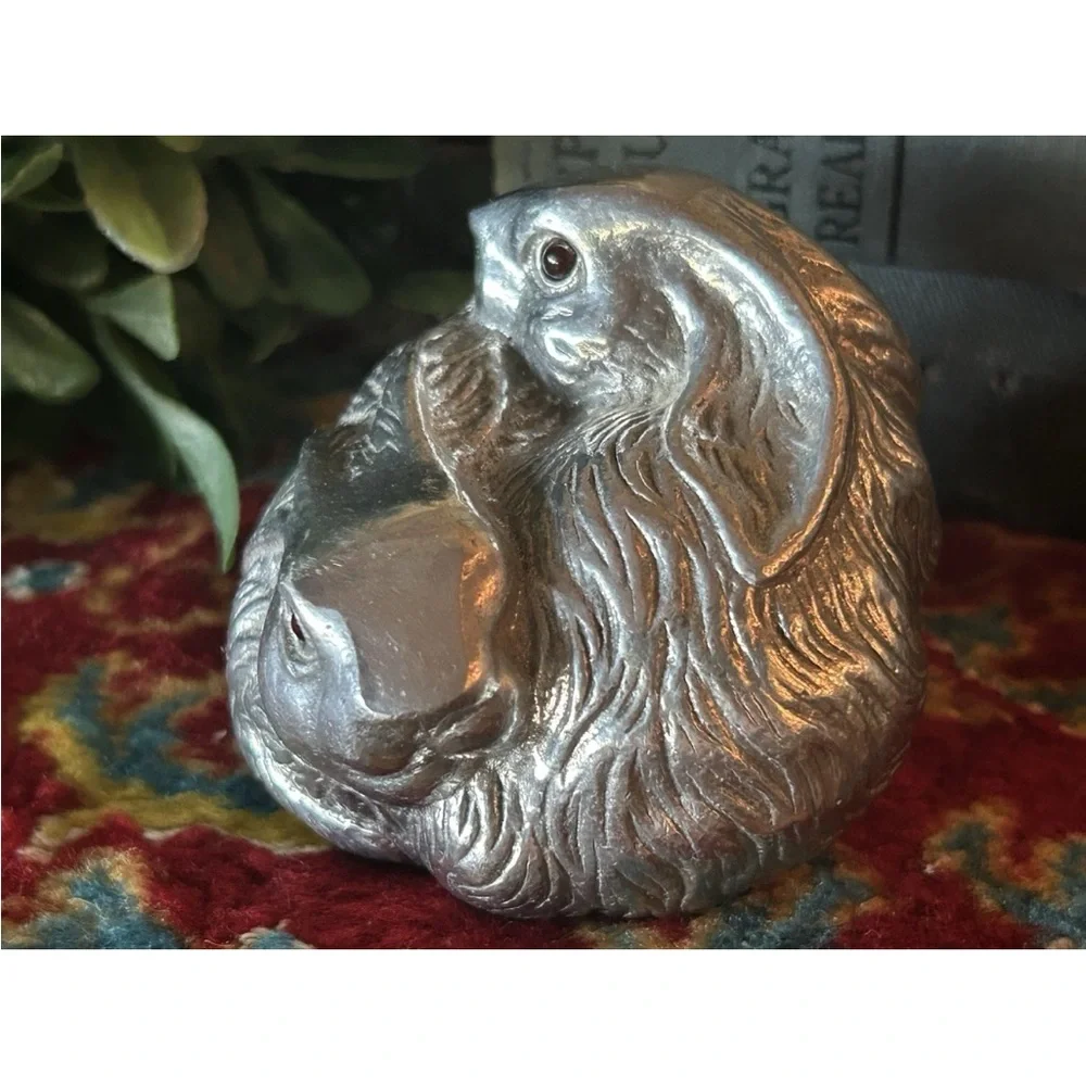 Vintage 1992 Arthur Court Snuggling Bunny Rabbits Pewter Signed Easter EC‎
